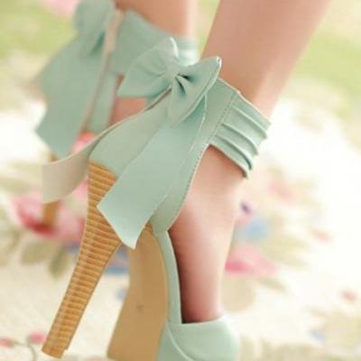 FREE SHIPPING Bow Pastel Mint Sandals Bow Shoes