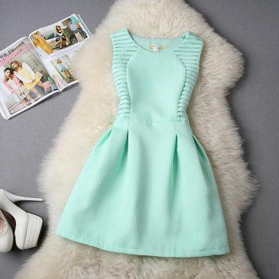 FREE SHIPPING Hollow Out Sleeveless Flare Dress In Mint