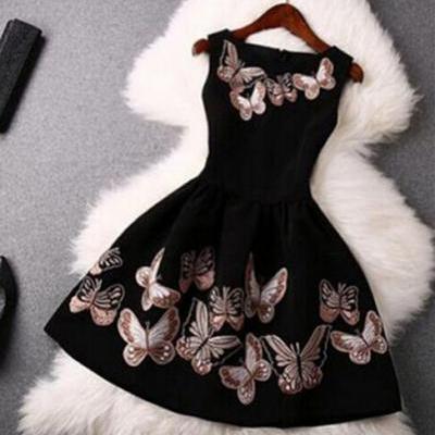 FAST SHIPPING 2016 New Fashion Women's Butterfly Prints A-Line Dress, Party Dress