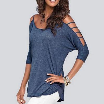 FAST SHIPPING New Women's Fashion Spring Summer Cold Shoulder T-shirt