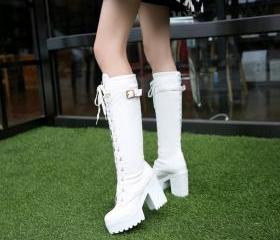 white long platform boots