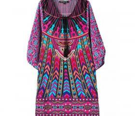 FREE SHIPPING Vintage Ethnic Floral Prints Dress on Luulla