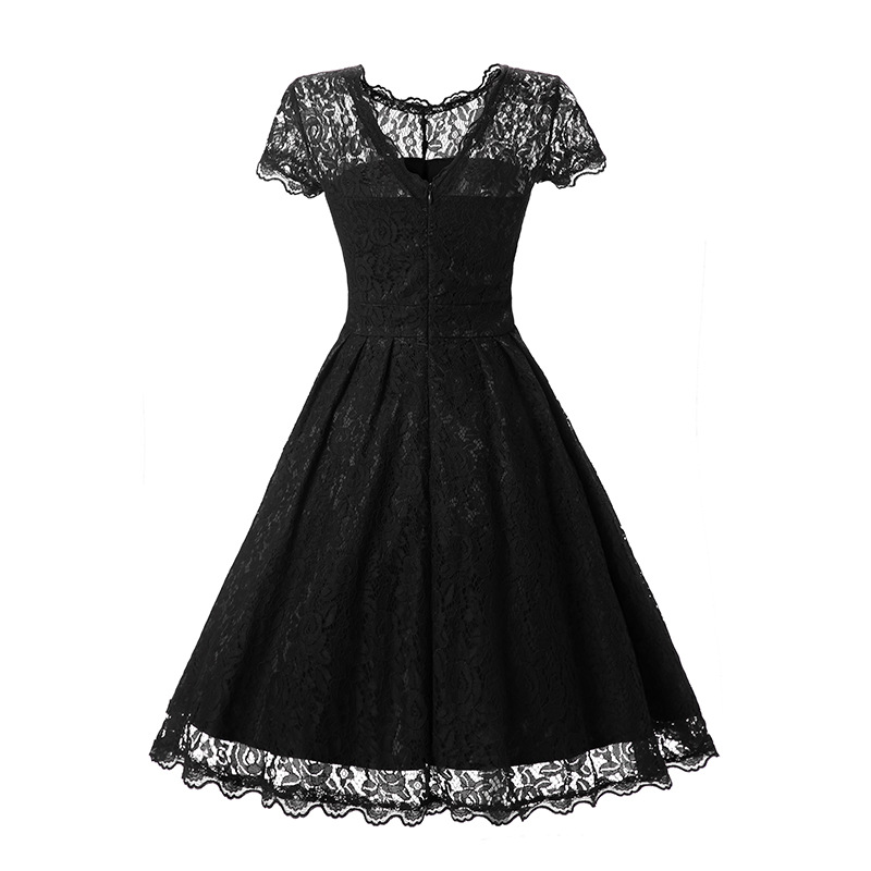 Vintage Black Lace Sleeveless Party Dress Vintage Hepburn Stlye Fit And ...