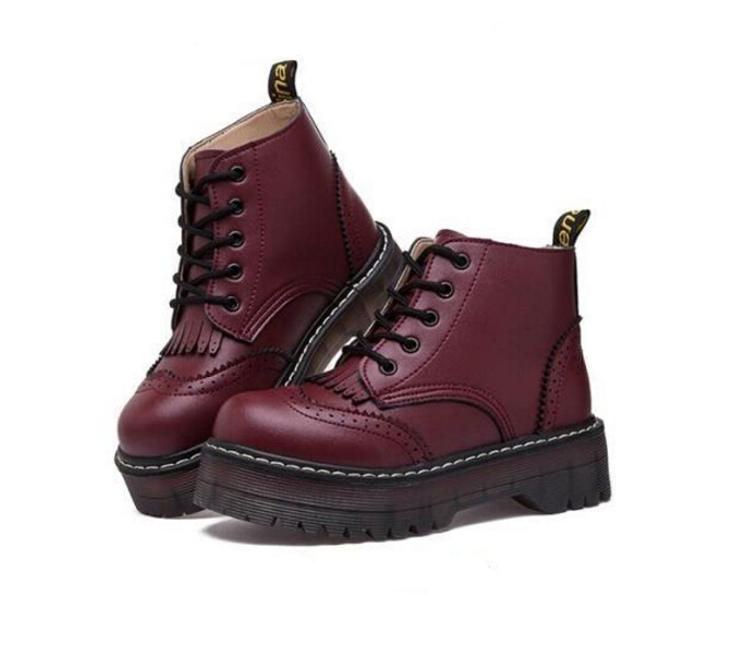 burgundy platform ankle boots