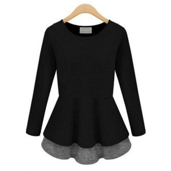 black long sleeve peplum top