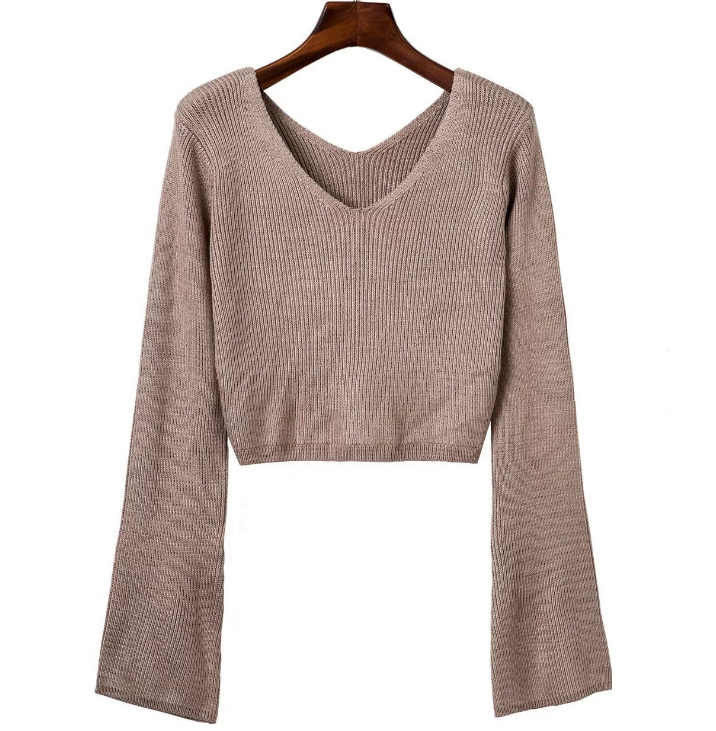 cropped long sleeve knitted sweater