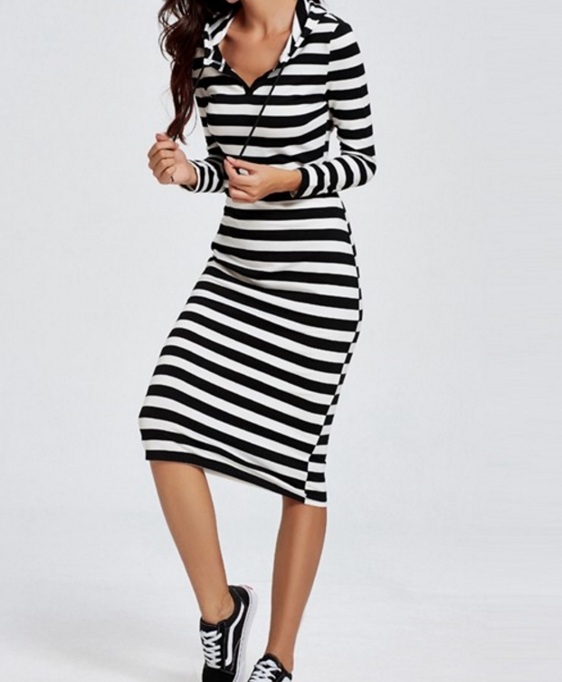 black and white hoodie dress