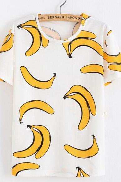Fast Harajuku Banana Printed Summer T-shirt