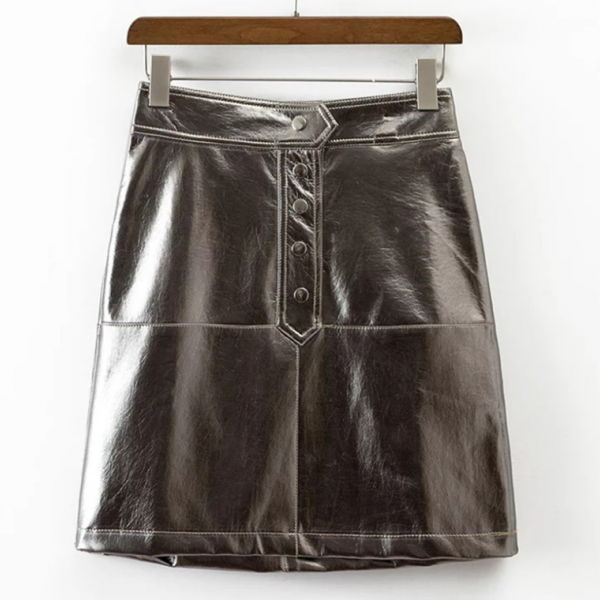 Metallic A-line Mini Skirt..