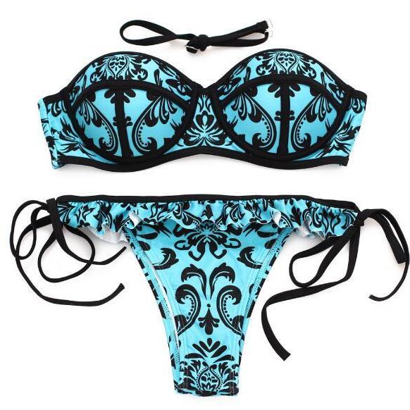 Floral Push-Up Bikini Set for Women - Stylish Two-Piece Swimwear