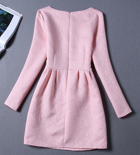 FREE SHIPPING Fall Winter 2016 Elegant Embroidered Pink Dress on Luulla